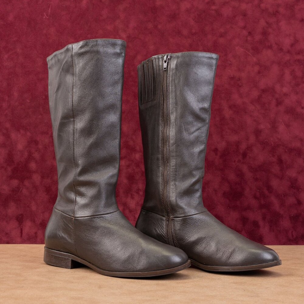 Classique Women Vintage Retro90s Brown Leather Zip Riding Boots sz 7.5